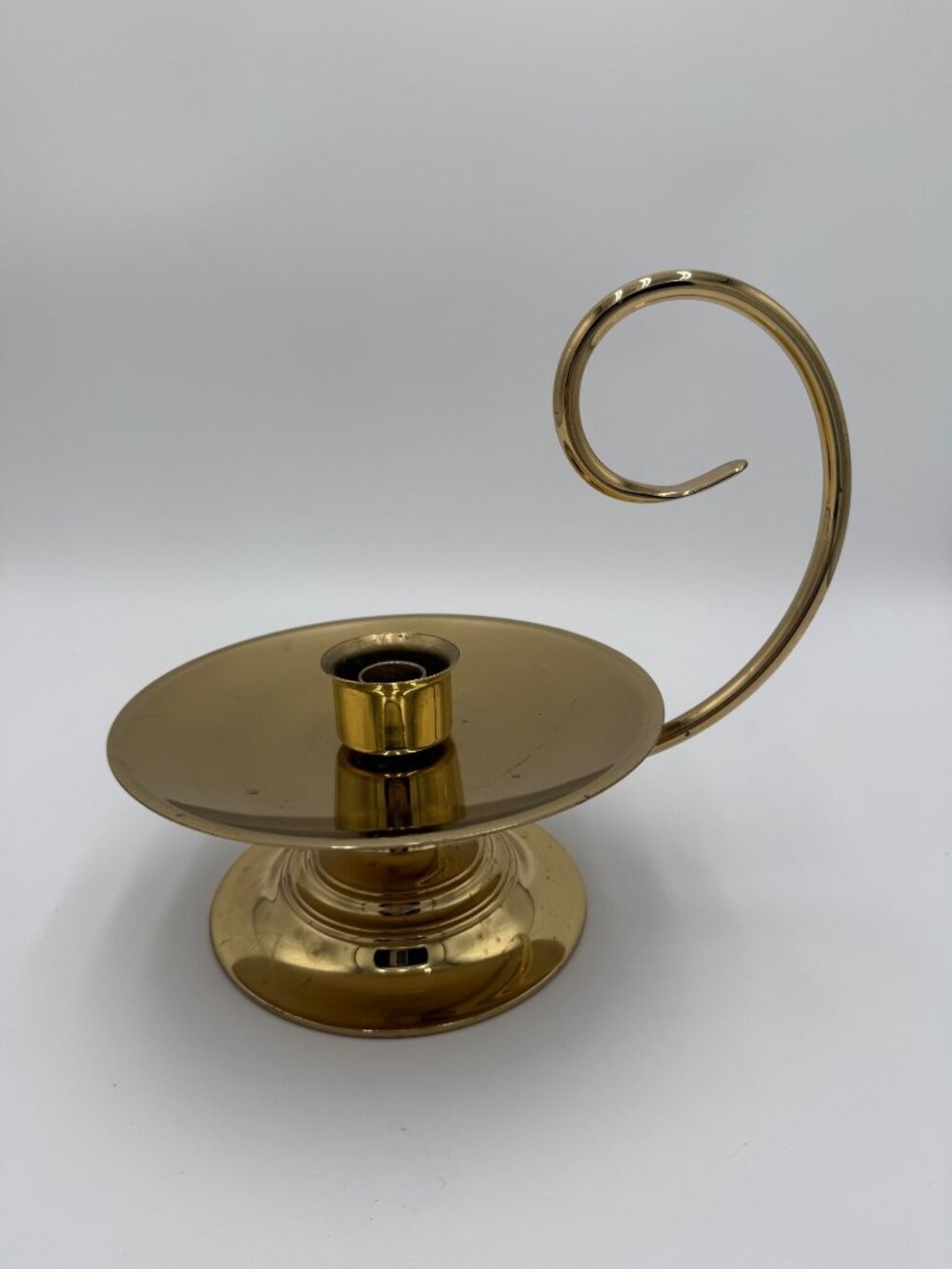 Vintage Baldwin Brass Chamberstick Candle Holder Large Swirl Handle